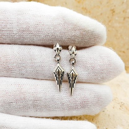Sterling Silver Gothic Sword Earrings, Edgy Unisex Spike Dagger Jewelry Gift for Him