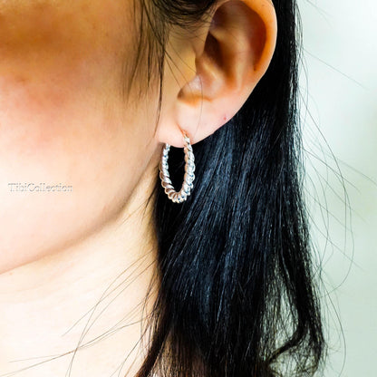 Sterling Silver Twisted Hoop Earrings, Chunky Braided Bold Statemen Hoops Everyday Luxury Gift