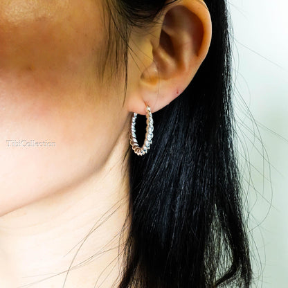 Sterling Silver Twisted Hoop Earrings, Chunky Braided Bold Statemen Hoops Everyday Luxury Gift