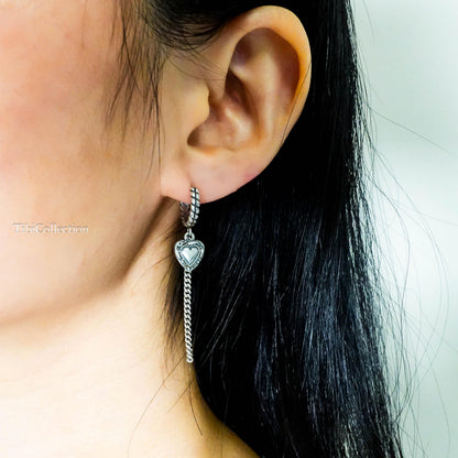 Sterling Silver Mismatched Unicorn Hoop Earrings, Gothic Heart Fantasy Jewelry for Her