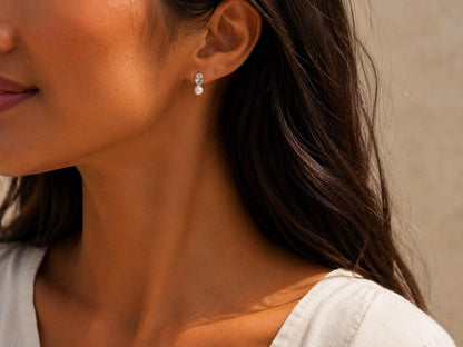 Dainty Small Aquamarine Pearl Stud Earrings March June Birthstone Gift for Her