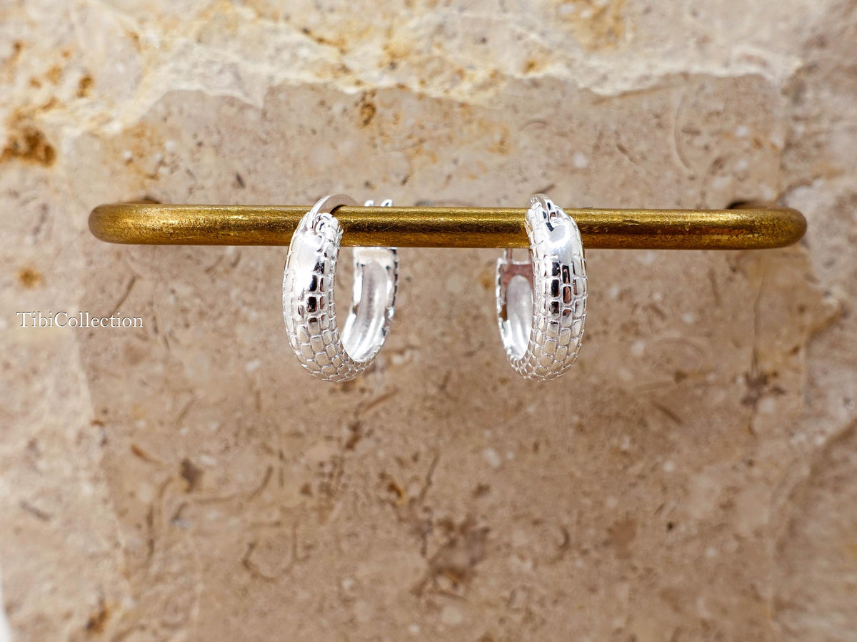 Snake Hoop Earrings Sterling Silver, Minimal Statement Hoops, Everyday Snake Jewelry Gift