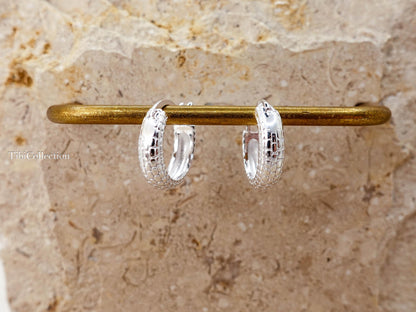 Snake Hoop Earrings Sterling Silver, Minimal Statement Hoops, Everyday Snake Jewelry Gift
