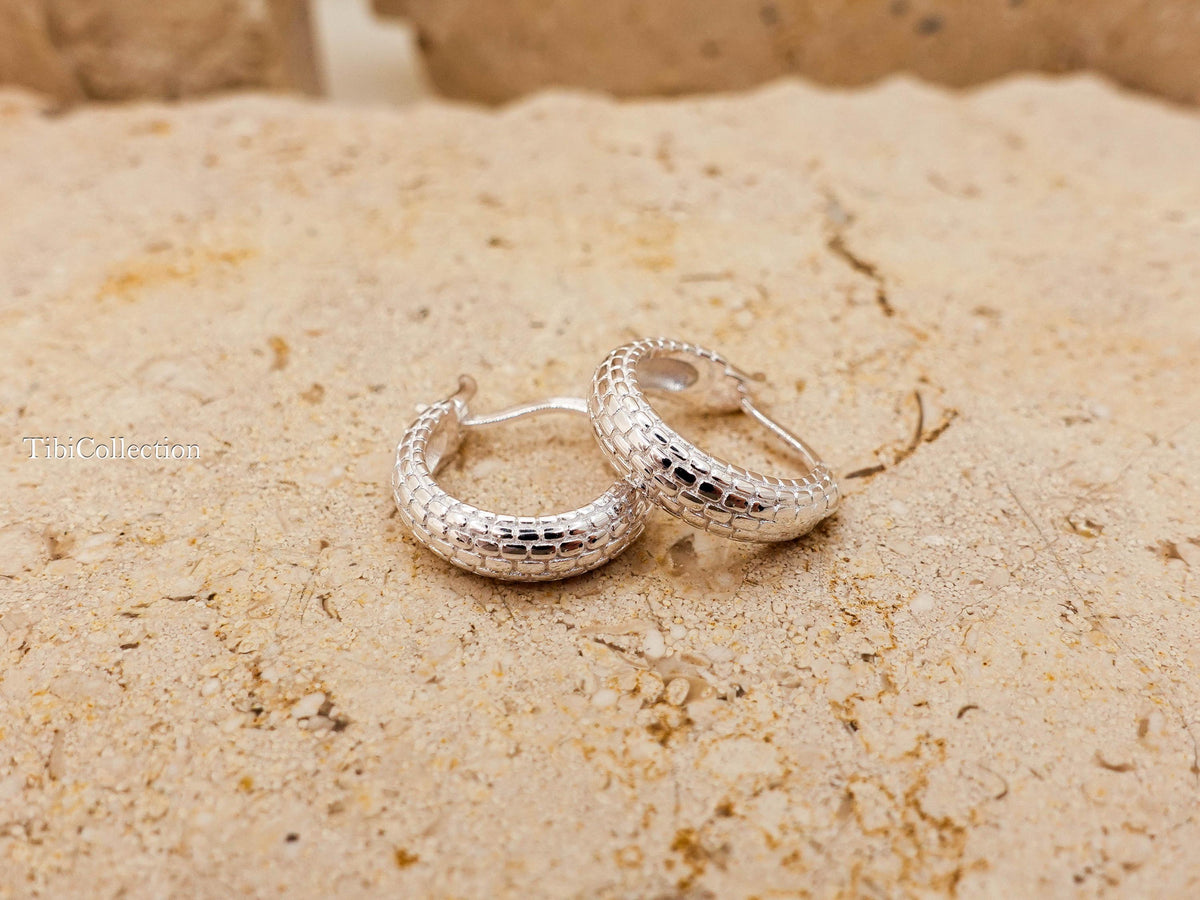 Snake Hoop Earrings Sterling Silver, Minimal Statement Hoops, Everyday Snake Jewelry Gift