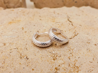 Snake Hoop Earrings Sterling Silver, Minimal Statement Hoops, Everyday Snake Jewelry Gift