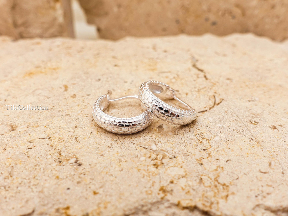 Snake Hoop Earrings Sterling Silver, Minimal Statement Hoops, Everyday Snake Jewelry Gift
