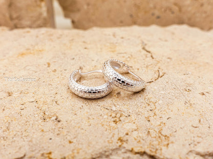 Snake Hoop Earrings Sterling Silver, Minimal Statement Hoops, Everyday Snake Jewelry Gift