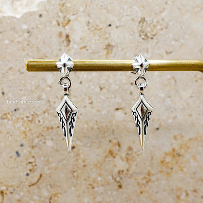 Sterling Silver Gothic Sword Earrings, Edgy Unisex Spike Dagger Jewelry Gift for Him