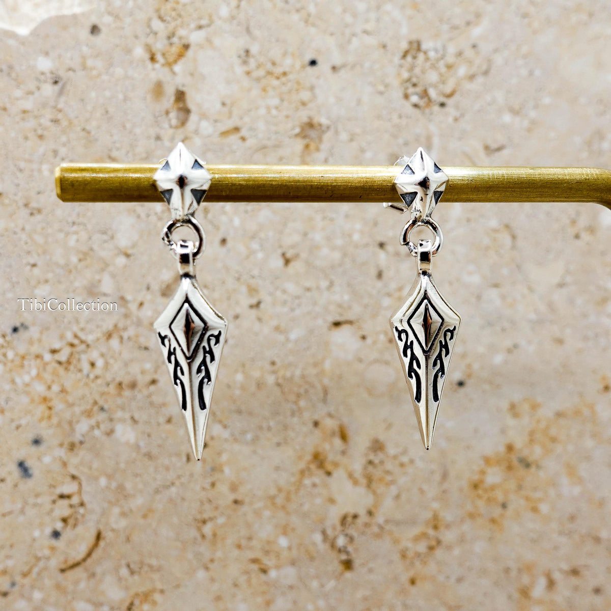Sterling Silver Gothic Sword Earrings, Edgy Unisex Spike Dagger Jewelry Gift for Him