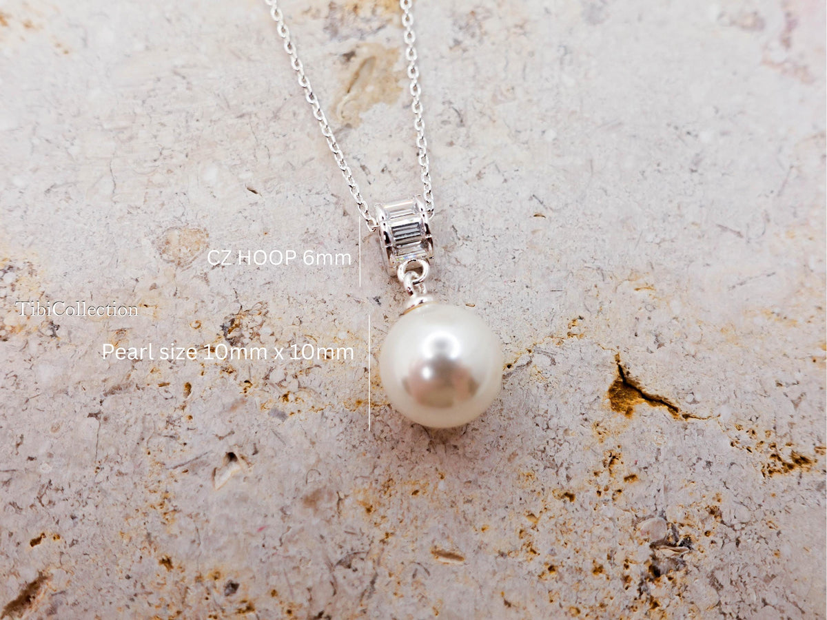 Sterling Silver Single Pearl Necklace, Wedding Graduation Bridesmaid Jewelry Gift for Her