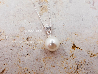 Sterling Silver Single Pearl Necklace, Wedding Graduation Bridesmaid Jewelry Gift for Her