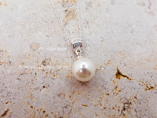 Sterling Silver Single Pearl Necklace, Wedding Graduation Bridesmaid Jewelry Gift for Her