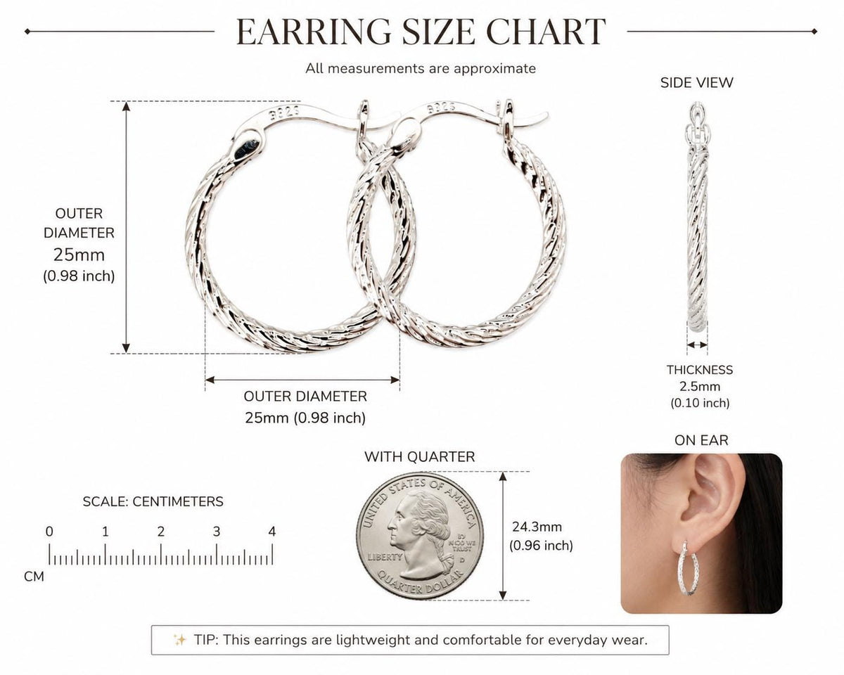 925 Sterling Silver Hoop Earrings, Sparkle Thin Minimalist Everyday Jewelry Gift for Her Mom
