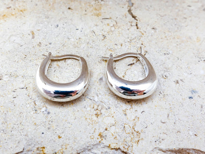 Sterling Silver Teardrop Hoop Earrings, Lightweight Minimalist Everyday Jewelry Gift for Her
