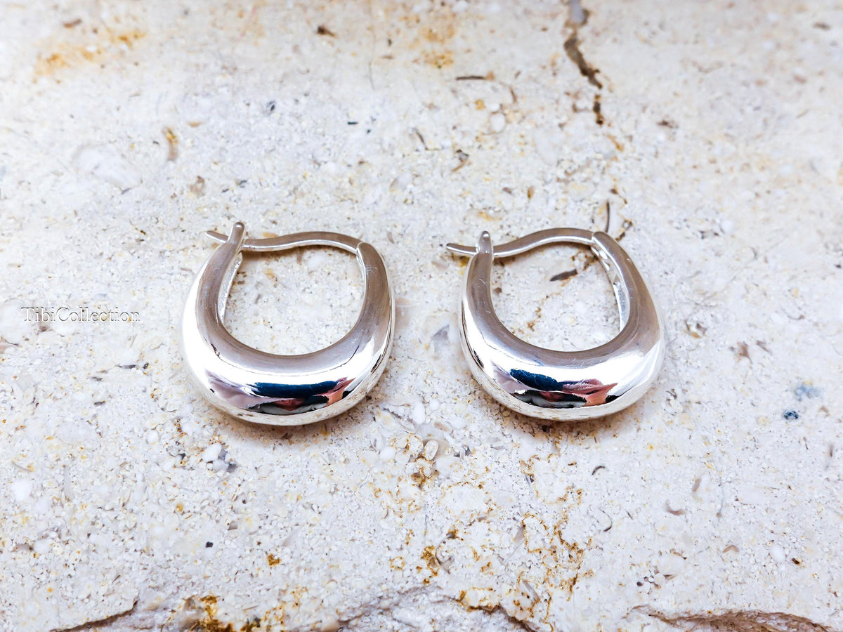 Sterling Silver Teardrop Hoop Earrings, Lightweight Minimalist Everyday Jewelry Gift for Her