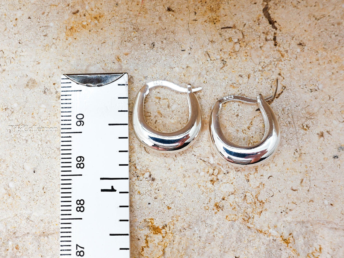 Sterling Silver Teardrop Hoop Earrings, Lightweight Minimalist Everyday Jewelry Gift for Her