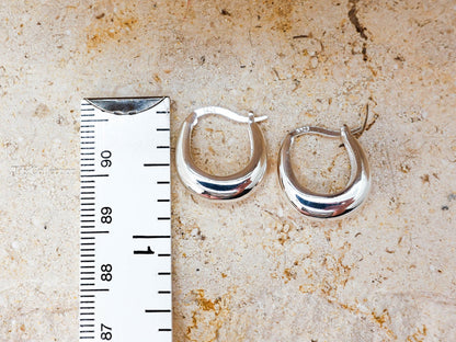 Sterling Silver Teardrop Hoop Earrings, Lightweight Minimalist Everyday Jewelry Gift for Her