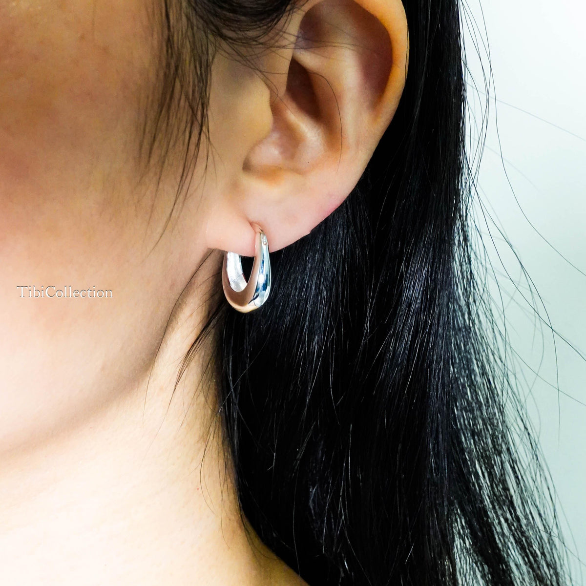 Sterling Silver Teardrop Hoop Earrings, Lightweight Minimalist Everyday Jewelry Gift for Her