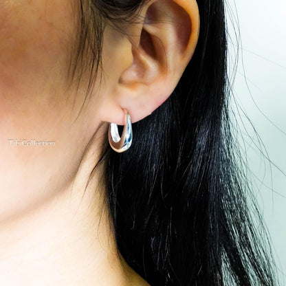 Sterling Silver Teardrop Hoop Earrings, Lightweight Minimalist Everyday Jewelry Gift for Her