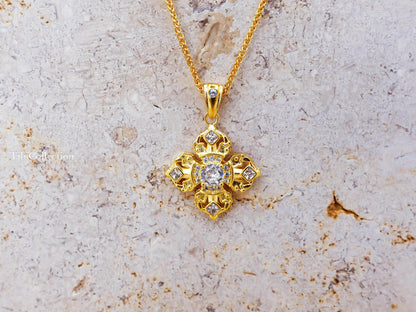 Gold Vajra Protection Necklace, Sterling Silver Vintage Gifts for Her Mom