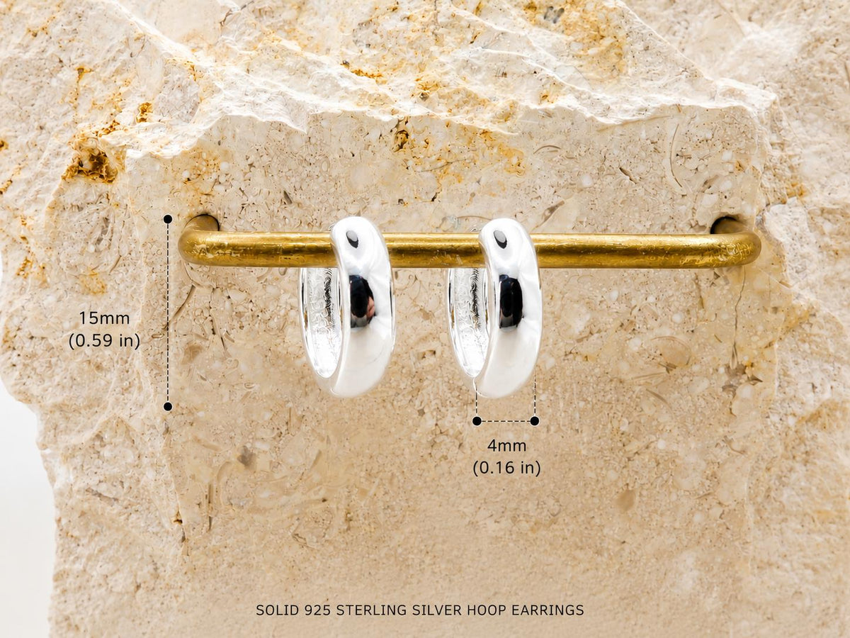 Sterling Silver Huggie Earrings, Small Lightweight Huggie Hoops for Her Mom Sis