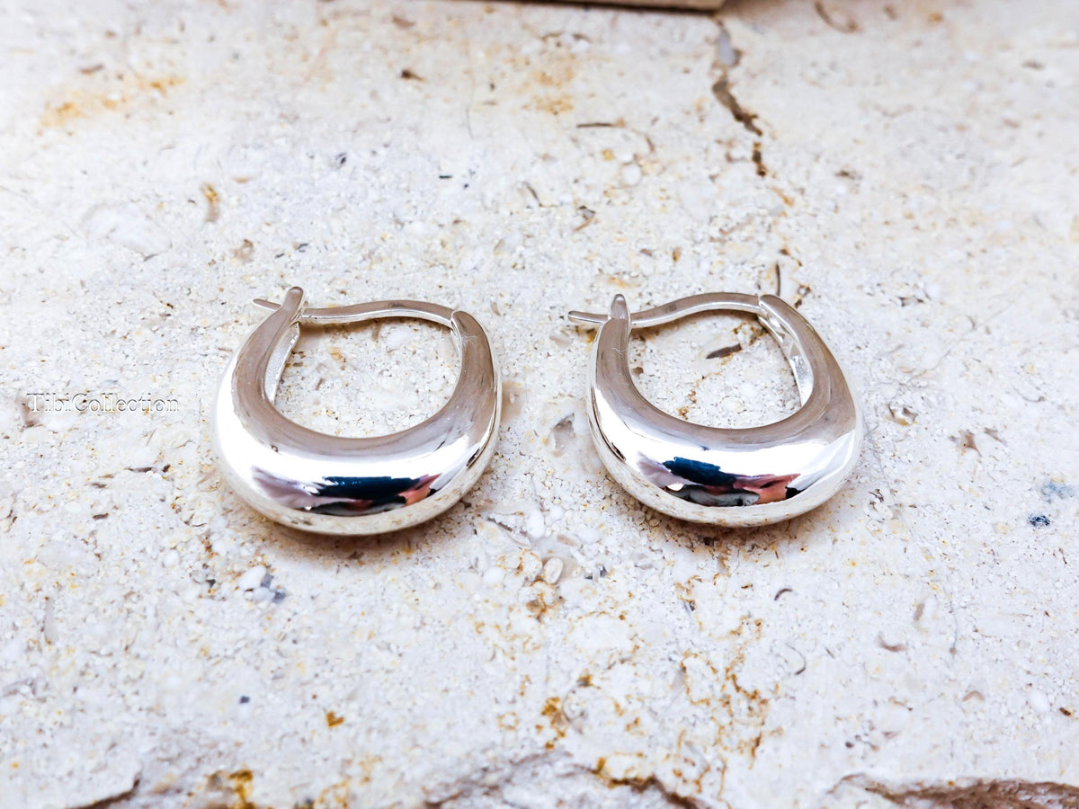 Sterling Silver Teardrop Hoop Earrings, Lightweight Minimalist Everyday Jewelry Gift for Her