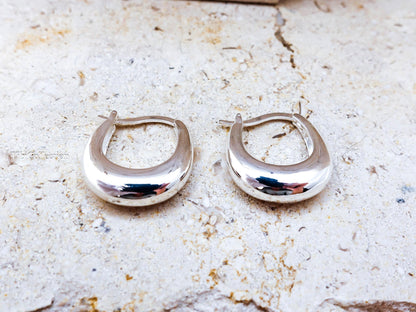 Sterling Silver Teardrop Hoop Earrings, Lightweight Minimalist Everyday Jewelry Gift for Her