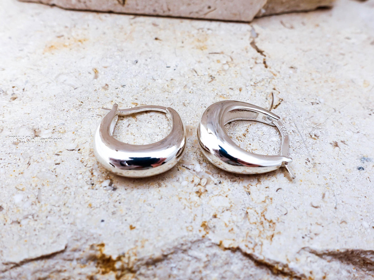 Sterling Silver Teardrop Hoop Earrings, Lightweight Minimalist Everyday Jewelry Gift for Her