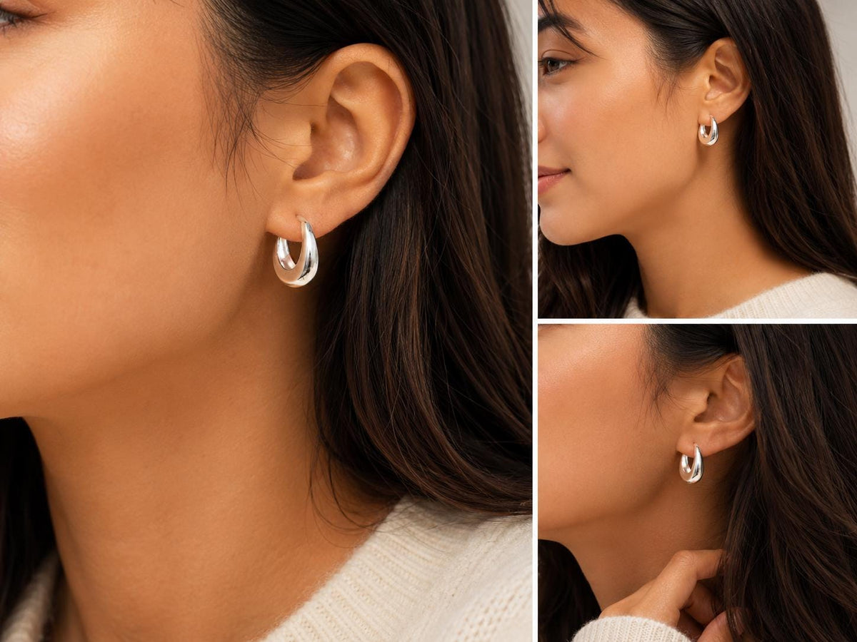 Sterling Silver Teardrop Hoop Earrings, Lightweight Minimalist Everyday Jewelry Gift for Her