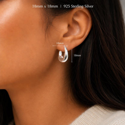 Sterling Silver Teardrop Hoop Earrings, Lightweight Minimalist Everyday Jewelry Gift for Her