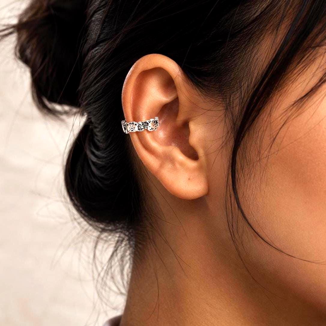 Sterling Silver Bunny Ear Cuff, Cartilage Earring, Animal Jewelry Gift for Her