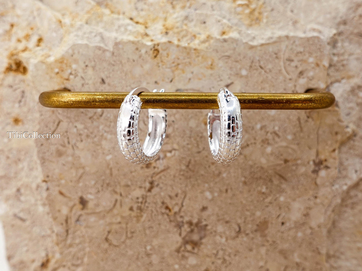 Snake Hoop Earrings Sterling Silver, Minimal Statement Hoops, Everyday Snake Jewelry Gift