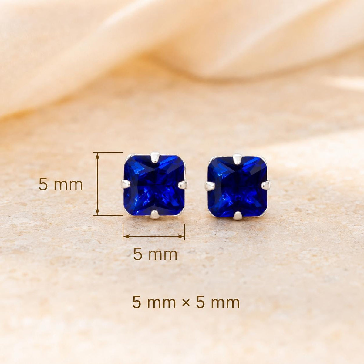 Blue Sapphire Stud Earrings Sterling Silver, September Birthstone Jewelry Gift for Her Him