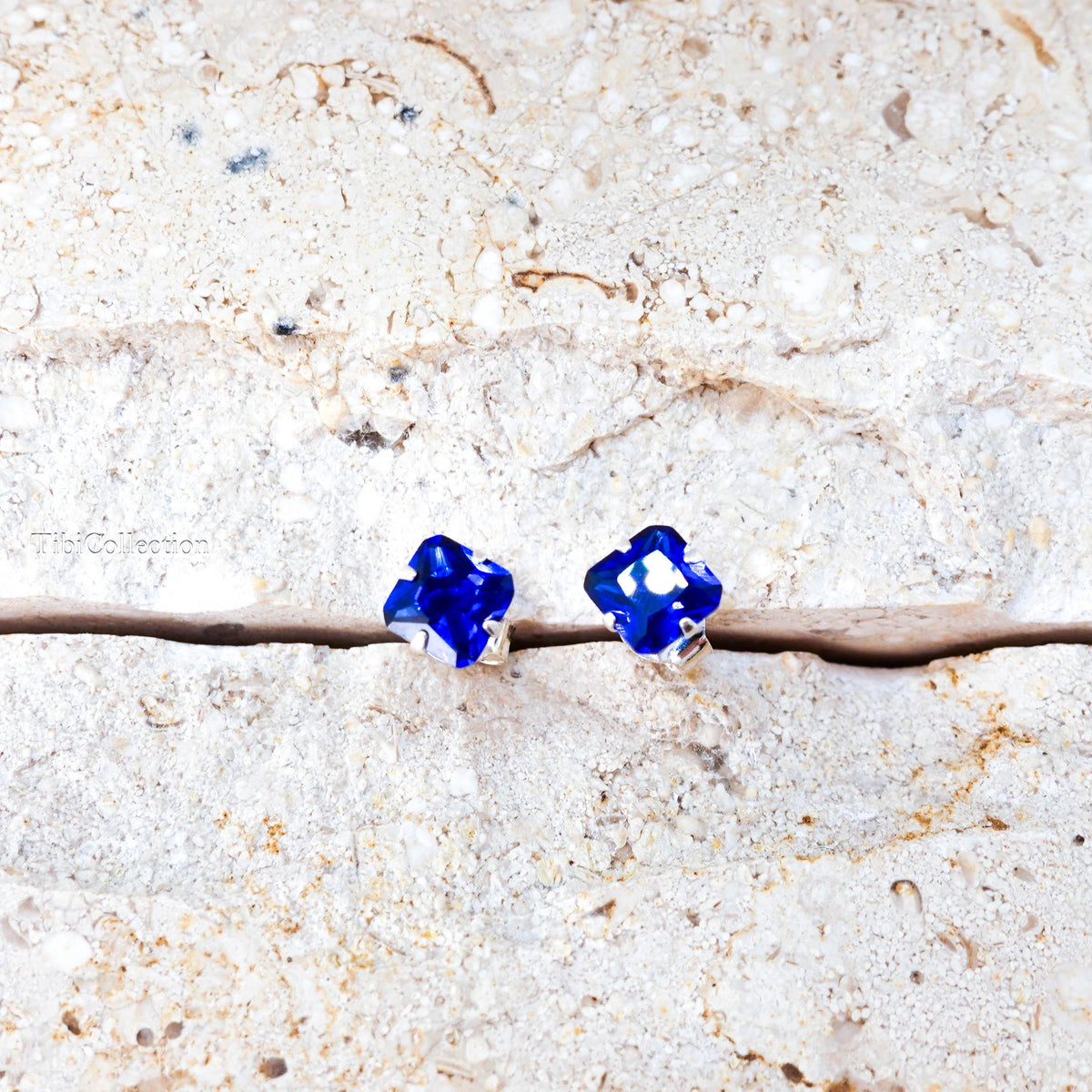 Blue Sapphire Stud Earrings Sterling Silver, September Birthstone Jewelry Gift for Her Him