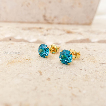 Sparkling Paraiba Stud Earrings, Teal Tourmaline Blue Gemstone Jewelry Gift for Her