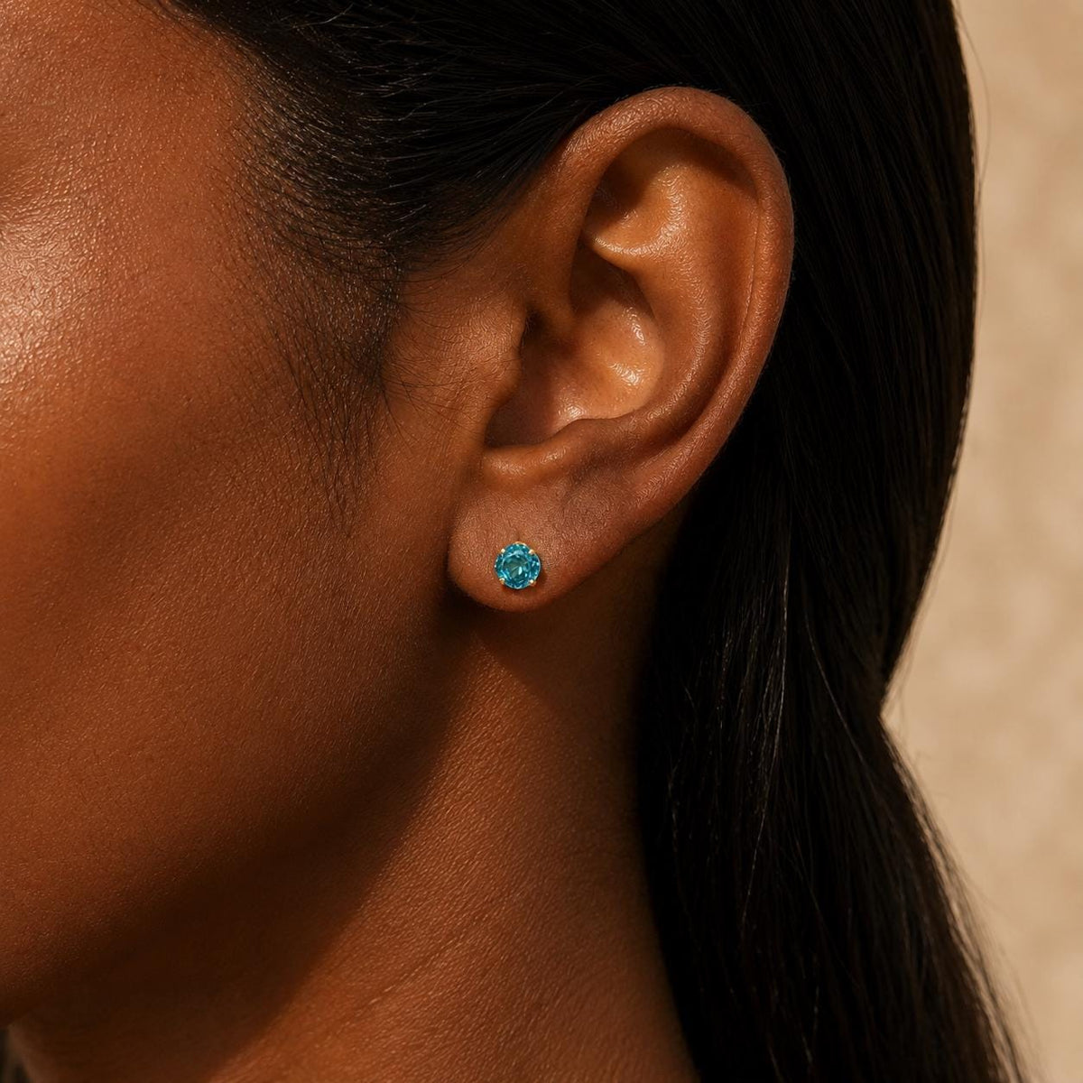 Sparkling Paraiba Stud Earrings, Teal Tourmaline Blue Gemstone Jewelry Gift for Her