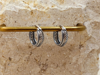 Sterling Silver Vintage Spiral Hoop Earrings, Unisex Small Hoops for Men, Gift for Him