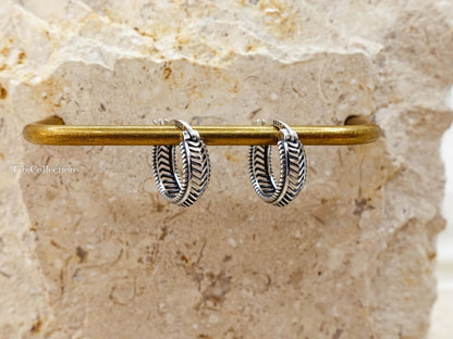 Sterling Silver Vintage Spiral Hoop Earrings, Unisex Small Hoops for Men, Gift for Him