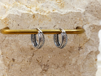 Sterling Silver Vintage Spiral Hoop Earrings, Unisex Small Hoops for Men, Gift for Him
