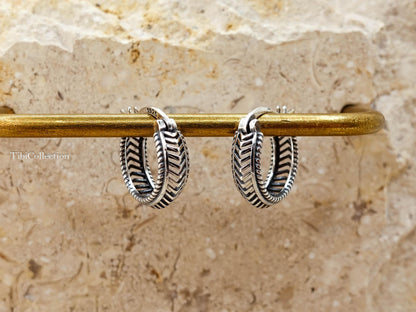 Sterling Silver Vintage Spiral Hoop Earrings, Unisex Small Hoops for Men, Gift for Him