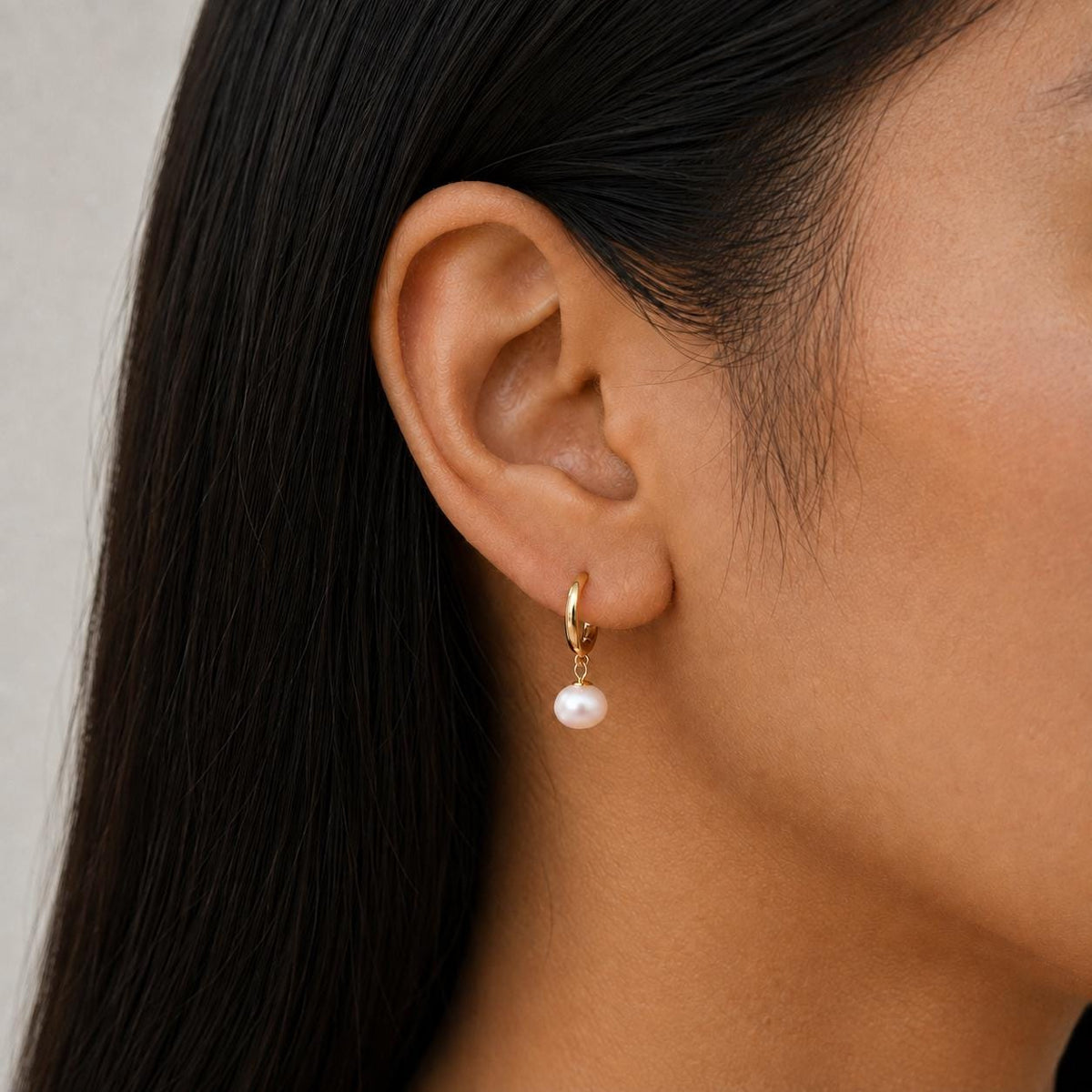 Pink Freshwater Pearl Drop Earrings, Gold-Filled Sterling Silver Pearl Huggie Hoops Gift