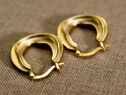 Matt Finish Gold Hoop Earrings, Gold Filled Moroccan earrings, sterling silver tribal jewelry, graduation gift for her - TibiCollection