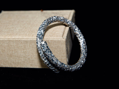 Men's silver bracelet, Solid silver bangle, fine silver viking bracelet, heavy men's bangle, oxidized cuff, men's jewelry, chunky bracelet - TibiCollection