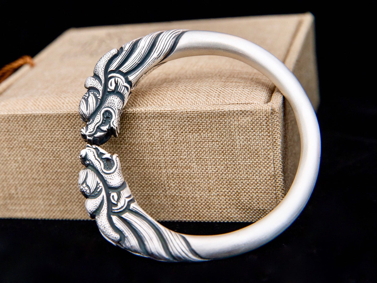 Heavy dragon cuff bracelet , solid sterling silver dragon head bangle , mens cuff bracelet , dragon jewelry ,viking bracelet - TibiCollection