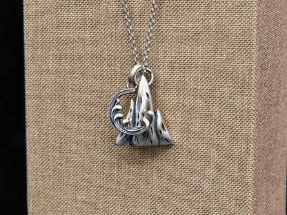 Sterling silver friendship necklace set, couples necklace , wave necklace, mountain necklace, ocean necklace, ocean jewelry, nature necklace - TibiCollection