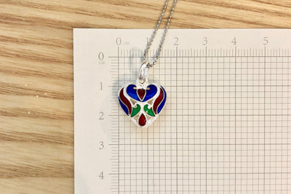 Sterling Silver Enamel Heart Necklace, friendship necklace, dainty statement necklace, enamel jewelry, valentine's jewelry gift for her - TibiCollection