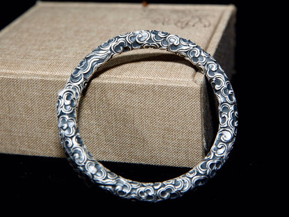 Men's silver bracelet, Solid silver bangle, fine silver viking bracelet, heavy men's bangle, oxidized cuff, men's jewelry, chunky bracelet - TibiCollection