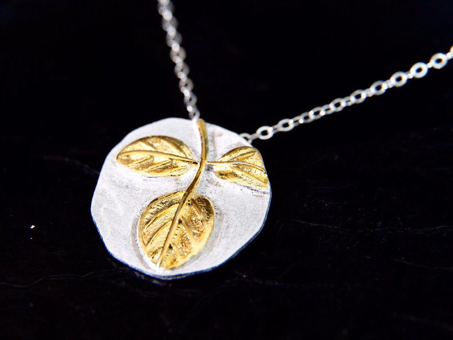 Leaf necklace , sterling silver dainty necklace, silver leaf jewelry, botanical necklace - TibiCollection