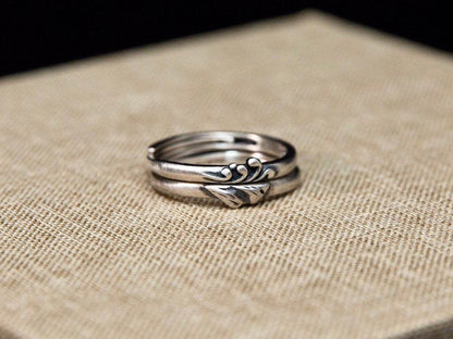 Mountain ring, nature inspired couple rings set, best friend rings, ocean ring, sterling silver friendship ring, nature ring graduation gift - TibiCollection