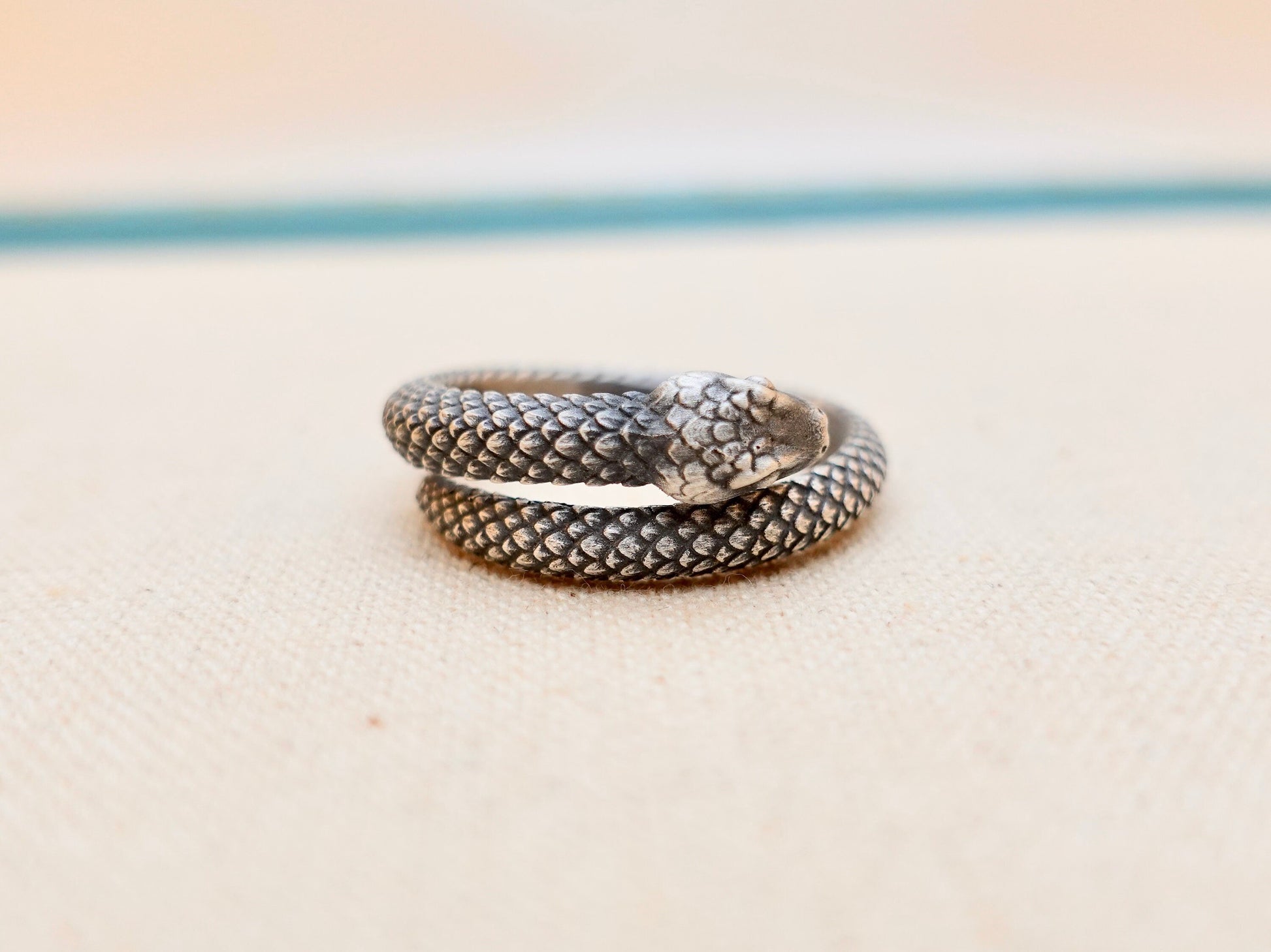 Sterling Silver Snake Ring for Men Women, Snake Thumb Ring, Adjustable Ring, Solid Silver Chunky Mens Thumb Ring, Unique Serpent Ring - TibiCollection